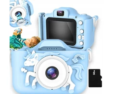 Skaitmeninis fotoaparatas vaikams Vienaragis Žaidimai Usb Ekranas Filmai + 32gb kortelė