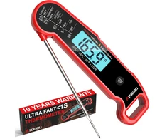 Skaitmeninis mėsos termometras, 1 sek., ±0.3°c, Ip67, raudonas