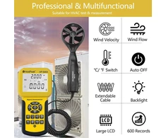 Skaitmeninis vėjo matuoklis Hp-846a, cfm anemometras hvac vėjo matuoklis matuoja vėjo greitį/temperatūrą/vėjo srautą, su usb jungtimi