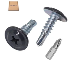 Skir'co (150 vnt.) dažyti 4,2 x 16 mm savaime gręžiantys varžtai, Phillips modifikuota santvaros galvutė, sriegiklis, plokščia galvutė (150, antracito pilka ral 7016)