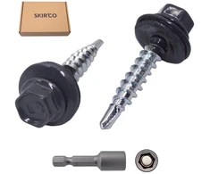 Skir'co 250 vnt. skardos stogo varžtų pakuotė 4,8 x 28 mm dažyti, savaime gręžiantys varžtai su epdm poveržlėmis, skardos šešiabriaunis varžtas (antracito pilka ral 7016)