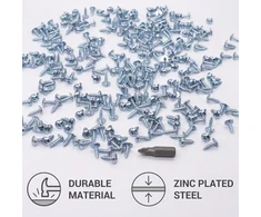 Skir'co (2500 vnt.) Cinkuoti plieno 3.0 x 10mm sidabriniai medvaržčiai metaliniai varžtai su vaflių galvute Pozi sriegikliai