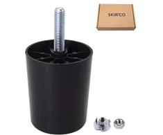Fotelis Skir'co (4 vnt.) juodos plastikinės baldų kojos, aukštis 60 mm, apvalus skersmuo 50 mm, baldų kojelės su M8 varžtais, sofos kojų veržlės įtrauktos (4)