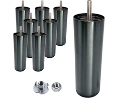 Fotelis Skir'co baldų kojelės, 8 vnt., 150 mm aukščio, tamsaus chromo, 15 cm, metalinės kojelės, m8 spintelių kojelės, apvalios sofos kojelės, su veržlėmis