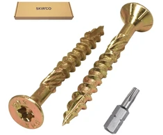 Skir'co universalūs plieniniai galvanizuoti 4,5 x 45 mm geltoni medvaržčiai su įleidžiama galvute Torx, Type 17, skirti medžio drožlių plokštėms, 250 vnt.