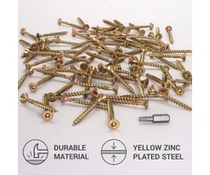 Skir'co universalūs plieniniai galvanizuoti 4,5 x 45 mm geltoni medvaržčiai su įleidžiama galvute Torx, Type 17, skirti medžio drožlių plokštėms, 250 vnt.