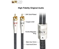 Skw aukštos klasės rca audio kabelis, variniai ir sidabriniai vytos vielos, 2 x rca į 2 x rca kabelis, suderinamas su cd, stiprintuvu, dekoderiu - 1.5 m