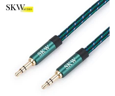 Skw aux kabelis 3.5 mm audio kabelis (hi-fi garsas), 3.5 mm jack kištukas į 3.5 mm jack kištuką, audio jack kabelis, ausinių kabelis (2 m, žalias)