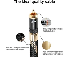 Skw upgrade rca audio kabelis 2 x rca į 2 x rca male su savaime užsirakinančiu kištuku, rca kabelis suderinamas su cd, stiprintuvu, dekoderiu - 1 m