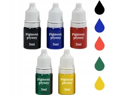 Skystas pigmentas polimeriniam gipsui rinkinys 5 spalvos x5ml juodas pigmentas