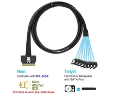 Slimsas 8i į 8x Sata 7pin kabelis, 0.5m
