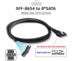 Slimsas 8i į 8x Sata 7pin kabelis, 0.5m