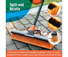 Šluota su kotu, gatvės šluota / grindų šepetys 2-1 cleanhome 166 cm, tinkama mokykloms, fabrikams, sodams, sodo šluotos, šluota, krepšinio aikštelėms ir kitoms vietoms (45 cm)