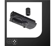 Pakabinamas šviestuvas Slv 143120 vienfazis pakabinamo šviestuvo adapteris, juodas, su įtempimo mažinimo elementu ir sriegiais, metalas, juodas