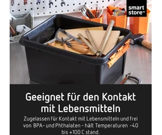 Smartstore didelės talpos dėžės su dangčiais - 6 vnt. rinkinys įrankiams laikyti - tvirta 31l dėžė - susideda viena ant kitos - be Bpa plastiko - 50 x 39 x 26 cm - juoda