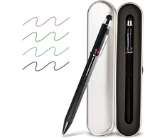 Smttw 5-in-1 Stylus &amp; daugiaspalvis tušinukas, daugiafunkcis rašiklis su metaline dovanų dėžute - juodas, mėlynas, raudonas, žalias, universalus stylus jutikliniams ekranams (juodas)