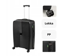 Snowbal Didelis juodas polipropileninis kelioninis lagaminas su ratukais Wowbag 7918 L
