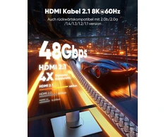 Snowkids hdmi 2.1 kabelis 8k 5 m, 48 gbps didelės spartos hdmi kabelis nailono pynė 8k@60 hz 4k@120 hz 7680p, skirtas ps5 konsolei, dts: x, hdcp 2.2 ir 2.3, hdr 10, earc, dynamic hdr, suderinamas su ps5/4/3 hdtv