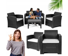 Lauko baldų komplektas Sodo baldų komplektas Sofa Foteliai Ir Staliukas pilnas komplektas 4 asmenims