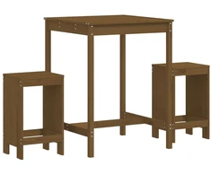 Lauko baldų komplektas Sodo baro baldų komplektas, 3 dalių, medaus rudas, pušis