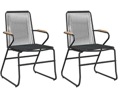 Sodo kėdės, 2vnt., juodos spalvos, 58x59x85,5cm, PVC ratanas
