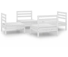 Lauko baldų komplektas Sodo poilsio baldų komplektas, 4 dalių, baltas, pušies masyvas