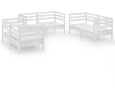 Lauko baldų komplektas Sodo poilsio baldų komplektas, 6 dalių, baltas, pušies masyvas