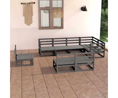 Lauko baldų komplektas Sodo poilsio baldų komplektas, 8 dalių, pilkas, pušies masyvas