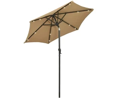 Sodo skėtis nuo saulės su LED, taupe, 200x211cm, aliuminis