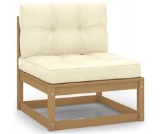 Lauko baldų komplektas Sodo sofa, vidurinė dalis, medaus rudos spalvos, 70x70x67 cm, kreminė pagalvėlė