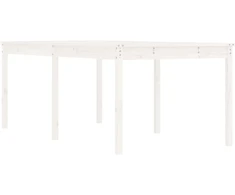 Sodo stalas, baltas, 203,5x100x76cm, pušies medienos masyvas