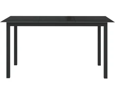 Sodo stalas, juodas, 150x90x74cm, aliuminis ir stiklas