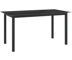 Sodo stalas, juodas, 150x90x74cm, aliuminis ir stiklas