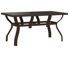 Sodo stalas, rudas ir juodas, 140x70x70cm, plienas ir stiklas