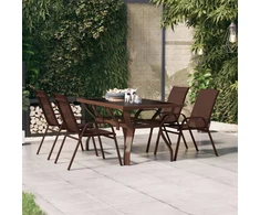 Sodo stalas, rudas ir juodas, 140x70x70cm, plienas ir stiklas