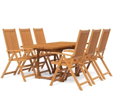Lauko baldų komplektas Sodo valgomojo komplektas, 7 dalių, akacijos medienos masyvas, 120-170 cm