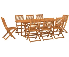Lauko baldų komplektas Sodo valgomojo komplektas, 9 dalių, 220x90x75 cm, akacija