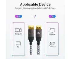 Soeybae Displayport kabelis 2 m, 4k @ 60hz ir 2k @ 144hz, nailono pynė, Dp kabelis, tinkamas žaidimų monitoriui, televizoriui, kompiuteriui, vaizdo plokštei
