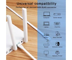 Soeybae lan kabelis 5 m cat 7 tinklo kabelis, cat 7 ethernet kabelis 10 gbps 600 mhz interneto patch kabelis, skirtas komutatoriui, maršrutizatoriui, modemui, patch panelei, kompiuteriui, plonas ir plokščias, baltas