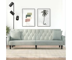 Fotelis Sofa-lova su porankiais, šviesiai pilkos spalvos, aksomas