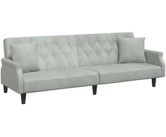 Fotelis Sofa-lova su porankiais, šviesiai pilkos spalvos, aksomas