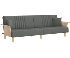 Fotelis Sofa-lova su porankiais, tamsiai pilkos spalvos, audinys