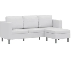 Fotelis Sofa, trivietė, dirbtinė oda, balta