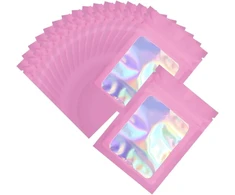 Sofplate 100 vnt. 3 x 4 ziplock folijos maišelių rinkinys, holografiniai maži dovanų maišeliai, didelis kiekis, daugkartinio uždarymo, kvapui atsparūs, vaivorykštės spalvų plastikiniai pavyzdžių pakavimo maišeliai vakarėliams