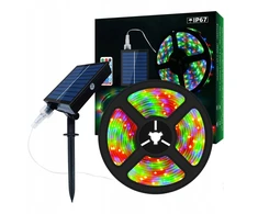Solar Led juosta 10m 560 Led Rgb Spalvų keitimas Vandeniui atspari terasa
