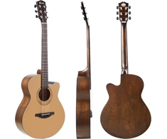 Soldin 40 colių akustinė gitara, aukščiausios kokybės eglės viršutinė dalis, cutway acustica guitarra rinkinys su dėklu, gitaros stovu, derintuvu, dirželiu, kapodasteriu, stygomis, valymo šluoste ir kirtikliais (natūrali)