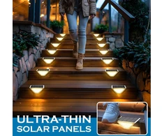 Solpex saulės laiptų šviestuvai, atsparūs vandeniui, 24 led saulės laiptų šviestuvai, lauko saulės šviestuvai terasai, laiptams, pakopoms, tvorai, verandai, latakui, takui (6 vnt., šilta balta, balta)