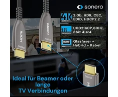 Sonero 15m Hdmi 2.0b šviesolaidinis kabelis, 4k Uhd, 18gbps