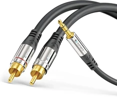 Sonero S-ac600-075 Premium audio adapterio kabelis 7.50 m 3.5 mm lizdas į 2x Rca kištukas paauksuoti kontaktai juodas