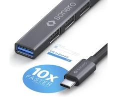 Sonero Usb-c šakotuvas, 4 prievadai, 1x Usb 3.2, 3x Usb 2.0, 0.5m